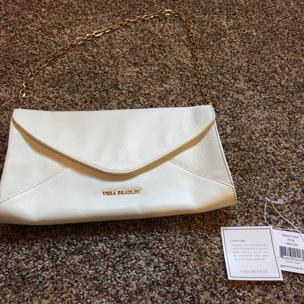 NWT Vera Bradley White Quilted Crossbody/Clutch